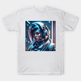 Neon cyberpunk astronaut woman T-Shirt